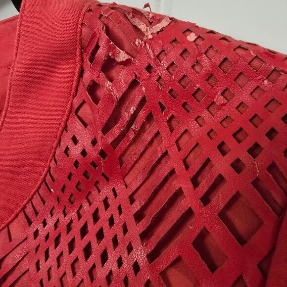 Peter Nygard Coral Red Leatherwork Jacket Blazer - Picture 10 of 15